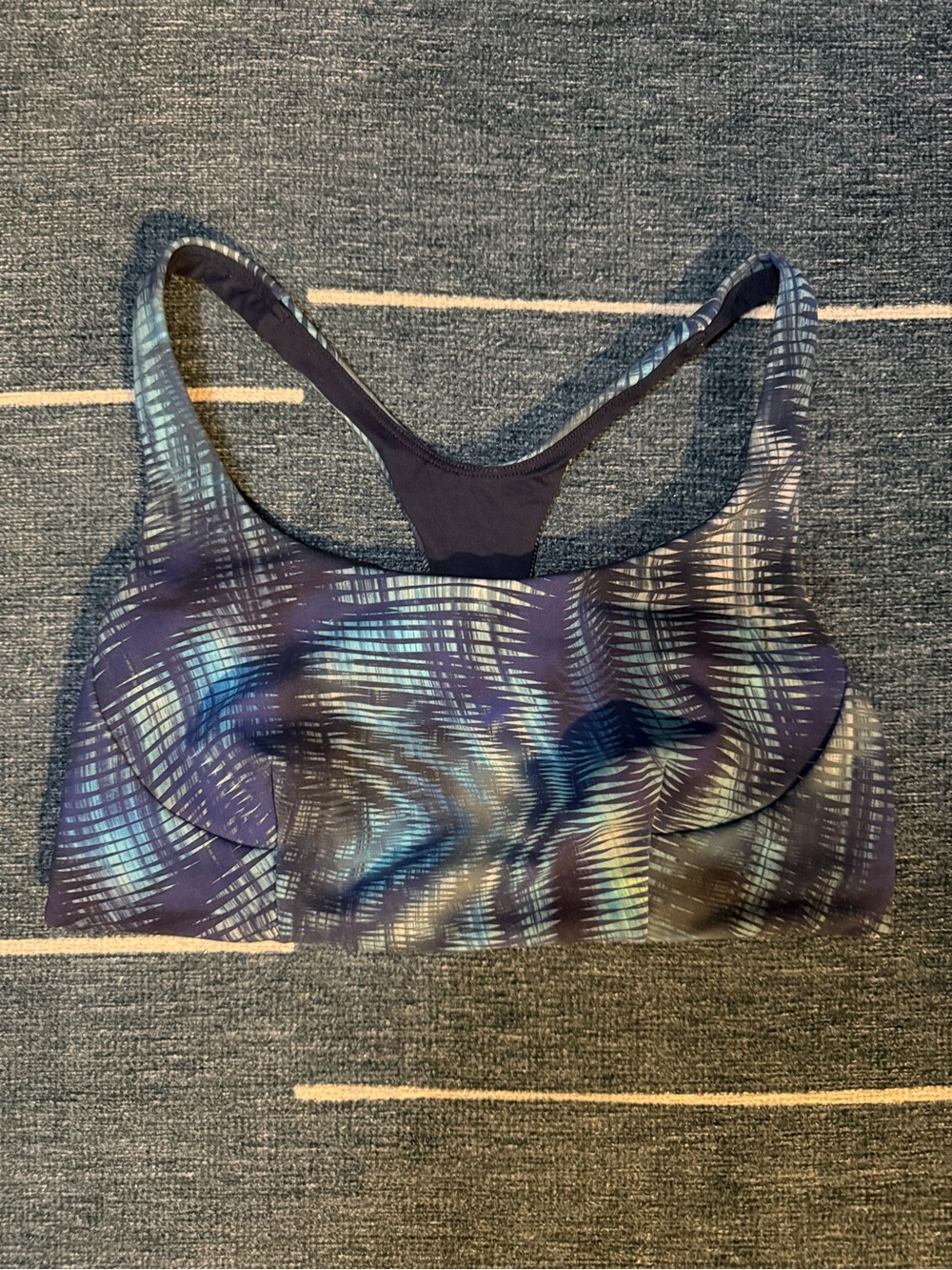 Lululemon Rare Discontinued Purple Blue Abstract Print Racerback Sports Bra